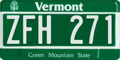 VT license plate ZFH271