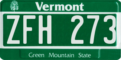 VT license plate ZFH273