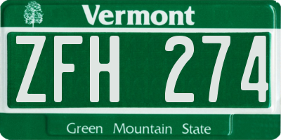 VT license plate ZFH274
