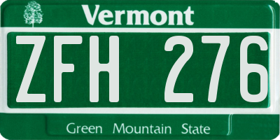 VT license plate ZFH276