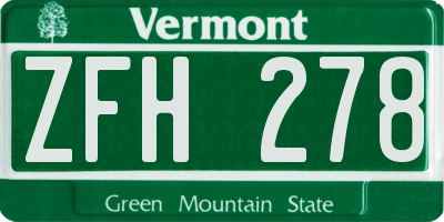 VT license plate ZFH278