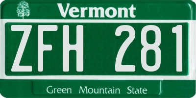 VT license plate ZFH281