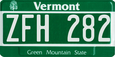 VT license plate ZFH282