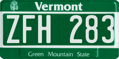 VT license plate ZFH283