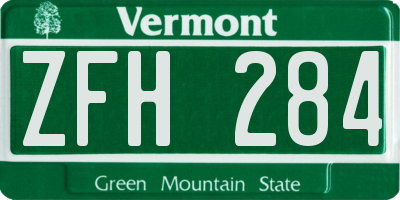 VT license plate ZFH284