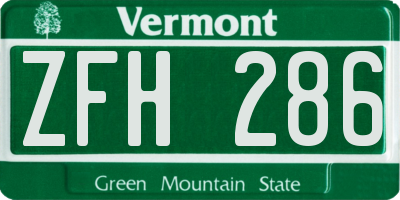 VT license plate ZFH286