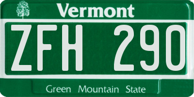VT license plate ZFH290