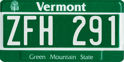 VT license plate ZFH291