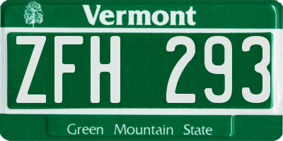 VT license plate ZFH293