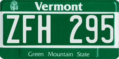 VT license plate ZFH295