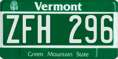 VT license plate ZFH296