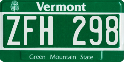 VT license plate ZFH298