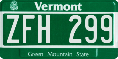 VT license plate ZFH299