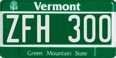 VT license plate ZFH300