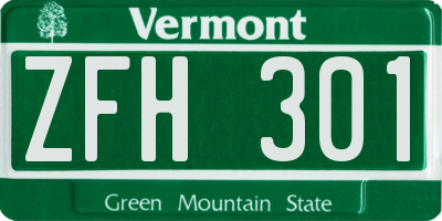 VT license plate ZFH301