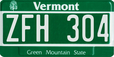 VT license plate ZFH304