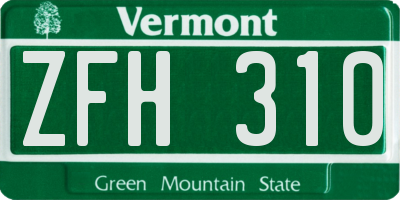 VT license plate ZFH310