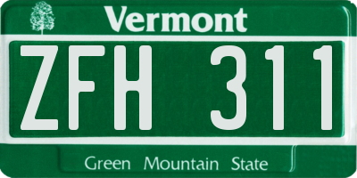 VT license plate ZFH311