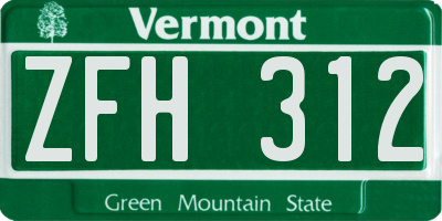 VT license plate ZFH312