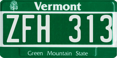 VT license plate ZFH313