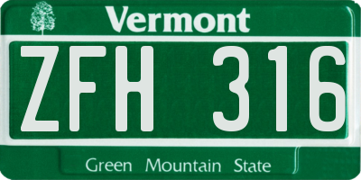 VT license plate ZFH316
