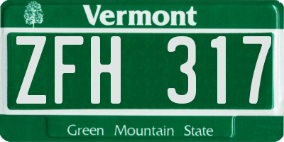 VT license plate ZFH317