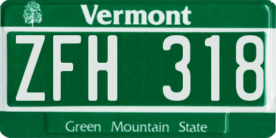 VT license plate ZFH318
