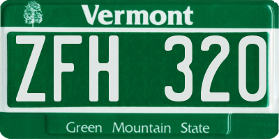 VT license plate ZFH320