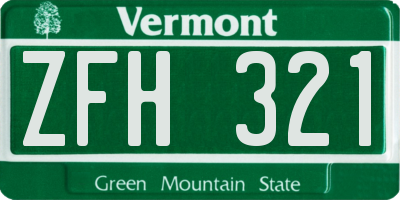 VT license plate ZFH321