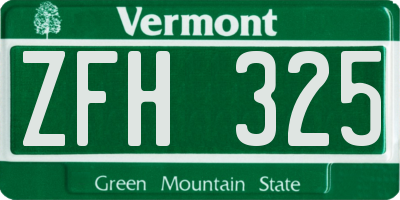 VT license plate ZFH325