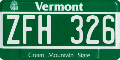 VT license plate ZFH326