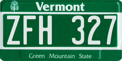 VT license plate ZFH327