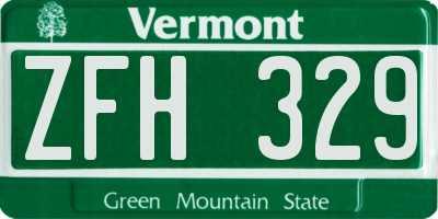 VT license plate ZFH329