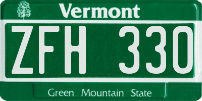 VT license plate ZFH330