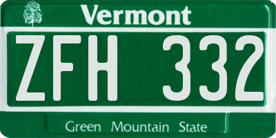 VT license plate ZFH332
