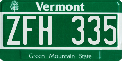 VT license plate ZFH335