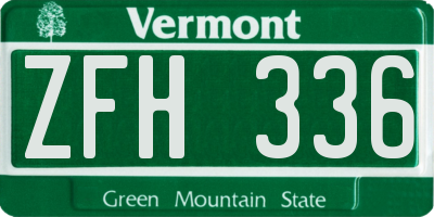 VT license plate ZFH336
