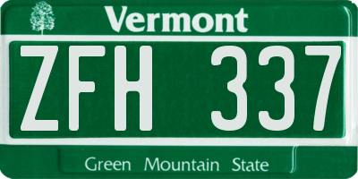 VT license plate ZFH337