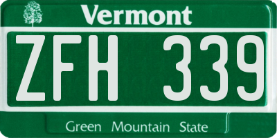 VT license plate ZFH339