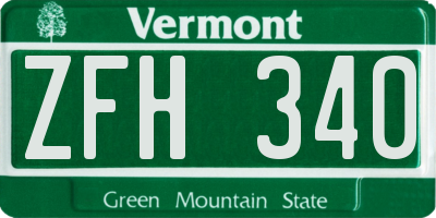 VT license plate ZFH340