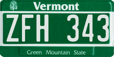 VT license plate ZFH343