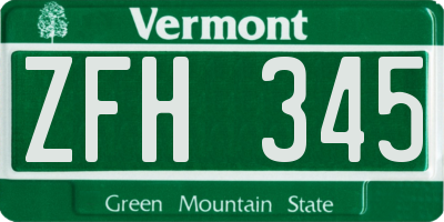 VT license plate ZFH345
