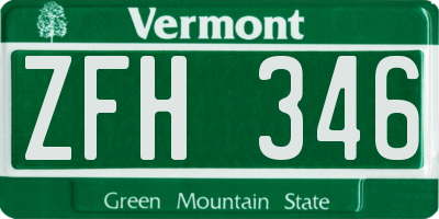 VT license plate ZFH346