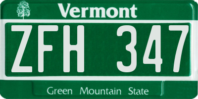 VT license plate ZFH347