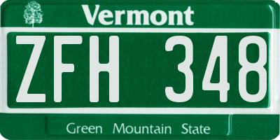 VT license plate ZFH348