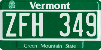 VT license plate ZFH349