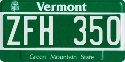 VT license plate ZFH350