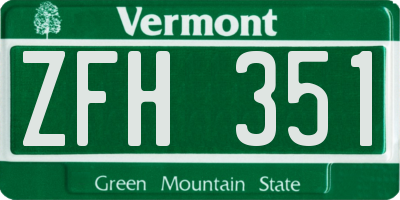 VT license plate ZFH351