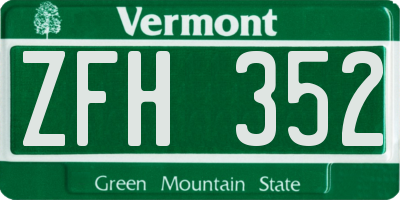 VT license plate ZFH352