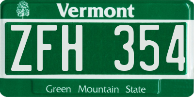 VT license plate ZFH354